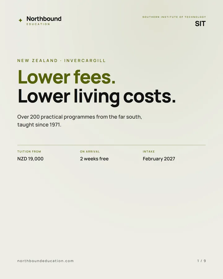 Southern Institute of Technology: Lower fees. Lower living costs.